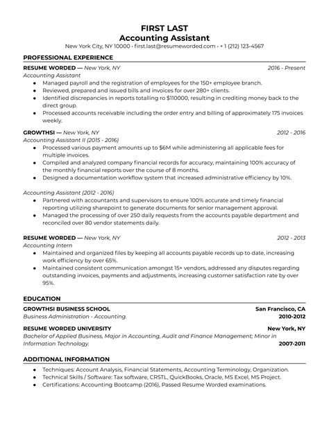 6 Great Accounting Assistant Resume Examples